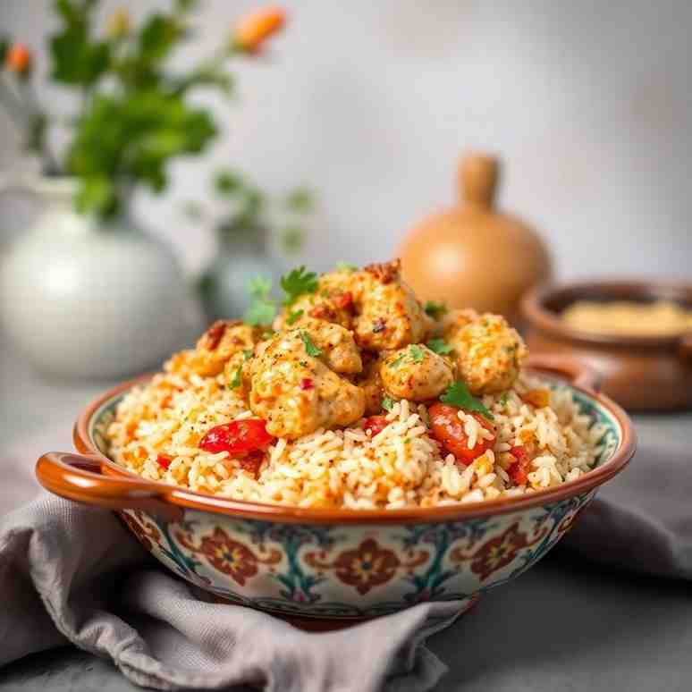 Algerian Makbous Chicken Over Rice