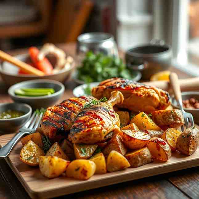 Poulet Bicyclette - Grilled Chicken & Potatoes Recipe