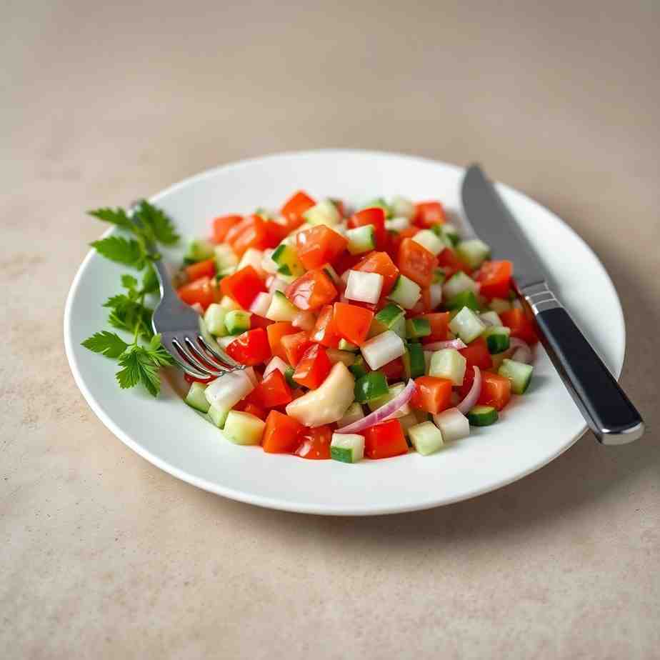 Shopska Salad - Tomato Cucumber Onion Recipe